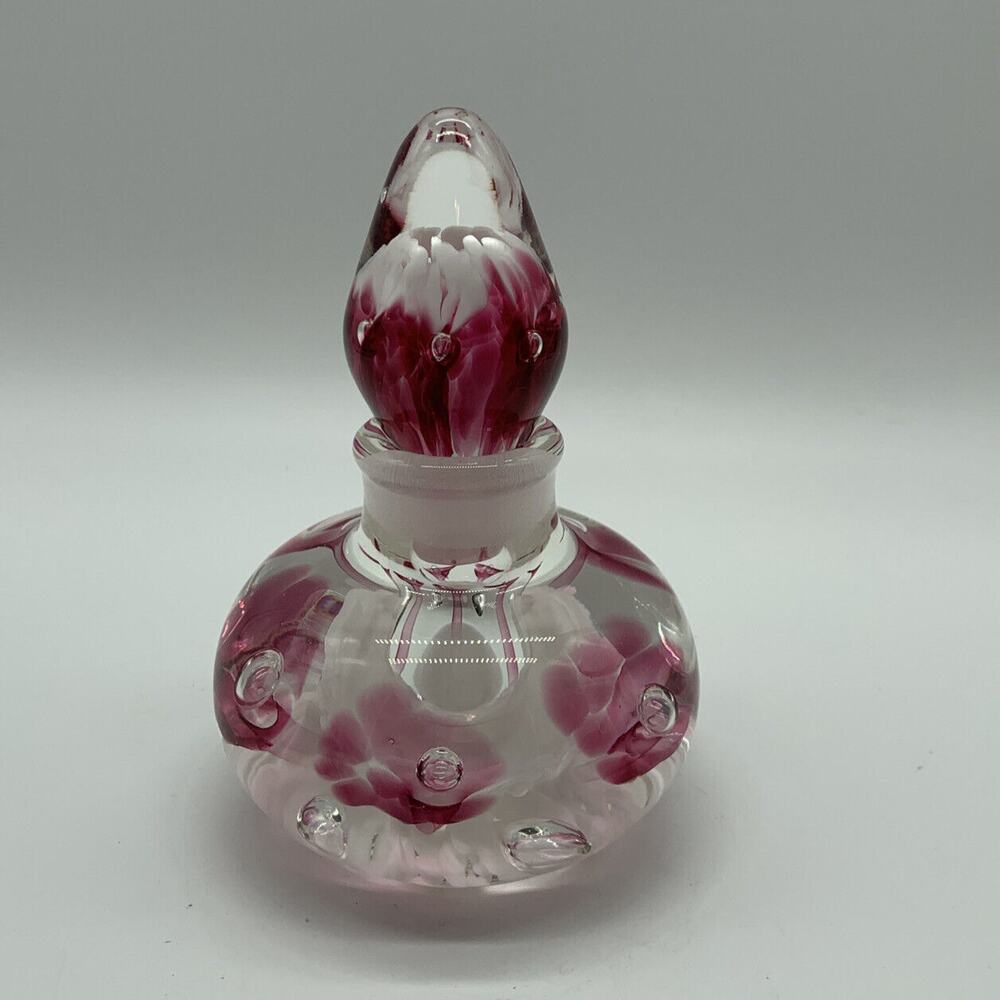 Vtg Joe Rice Perfume Bottle Cranberry Trumpet Flower Bullicanti - Picture 1 of 12
